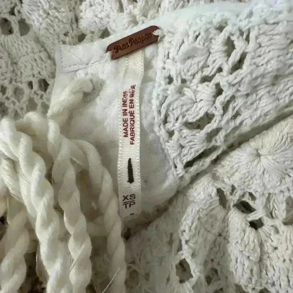 NWOT Free People Desert Daze Boho‎ Bodysuit Crochet | White | SZ XS